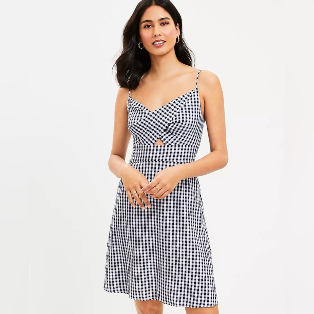 Loft Gingham Twist Cami‎ Dress | 14